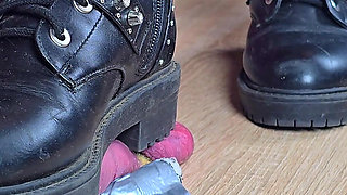 Boots and Cute Pink Socks CBT Cock Trampling on Cockbox, Amateur Femdom Jozi Trample