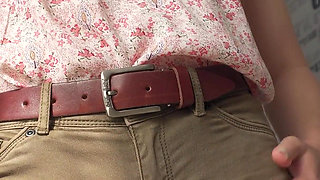 Naughty Colleague Showing off Wedgie Pussy