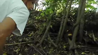 For Coffee Break Sexy Slut Candi Annie Fucks Co-worker POV Style in the Woods!