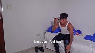 Overnight with busty Latina stepmom turns into crazy FMM with facial happy end