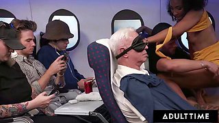 ADULT TIME - Olivia Jay Flashes Tits  Fingers Pussy On Plane! Gets Caught  Fucked Hard By Seatmate