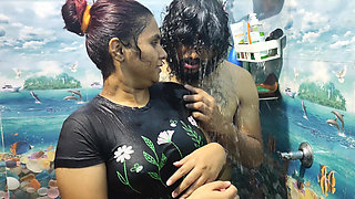 Hot Couple Bath Romance in Bathroom