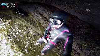 Neoprene Wetsuit & Dive Mask Masturbation by the Sea