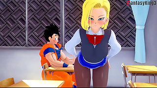 Android 18 seduces Gohan at the university - Dragon Ball Zex Series