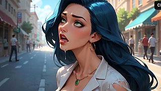 Blue Hair Milk Goddess Sips Double Penises