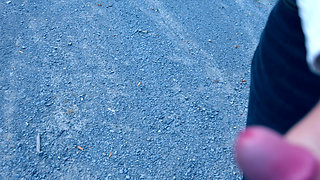 Public Parking Lot Handjob Gone Wild Wet & Sloppy Handjob Leads to Massive Tit Cumshot