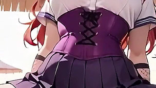 Tropical Beach Gazebo Redhead Sailor Uniform Beauty Seduction Blowjob to Doggy Massive Creamy Ass Finish