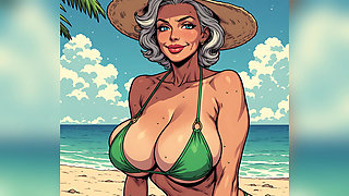 Beautiful Beach Women Comic Art