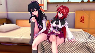 Akeno and Rias Surprise me with a double blowjob - DXD NTR Madness Series
