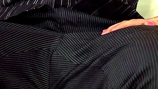 Busty dark-haired gets a sloppy jizz flow on her ginormous