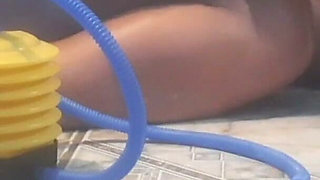 She Practices Female Domination, Using a Foot Pump and Duct Tape.