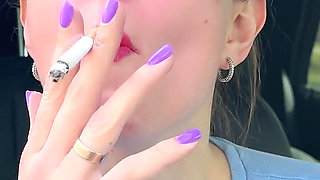 Red Lips Marlboro Smoke in Face & Sexy Striptease POV