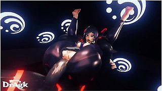Animated ecstasy as she pleasures herself to the hilt over cartoon soldiers