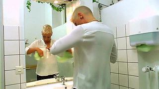 Tattooed big boobs blonde fucking in the office