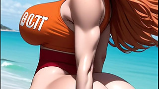 Huge Ass Bounce on Beach, Ai Animation