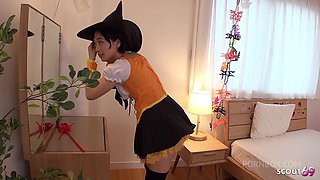 Extreme small Japanese Step-Sister 18 talk to Defloration Creampie Fuck by Step-Brother before Halloween in Full Uncensored Porn