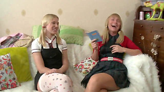 Two Young College Girls Play with Dildos and Strapons