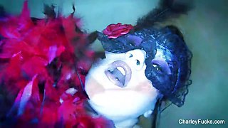 Dolled up Charley Chase plays with her pussy