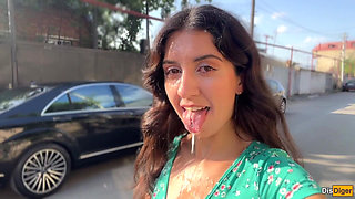 Triple Cum on Face for Village Whore - Public Cumwalk