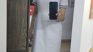 Lets wear someones Singhealth nurse dress, stockings and shoes.