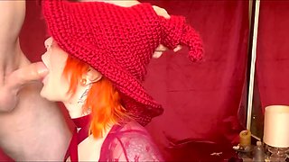 Cosplayer girl gives an amazing sloppy blowjob