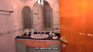 Walked on this slut in the shower with my big dick out and fucked her