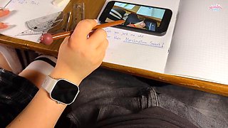 Marshmallow Sweets High School Teen Compilation: Under-Table Math Class Handjobs Evolve to Blowjob