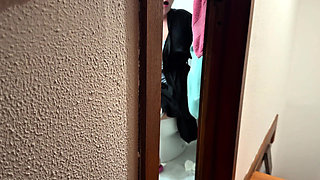 Door Left Open - Stepmom Pee Collection for Her Stepson