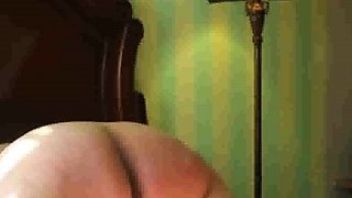 Lashing slut Mary's fat old ass with the belt