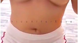 Teen drops top, revealing natural curves and eager energy