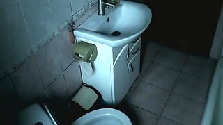 Hot MILF Wife Helps Old Neighbor Jerk Off & Cum in Toilet - Amateur Handjob & Creampie Sex