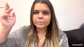 Circles of smoke with silver lipstick