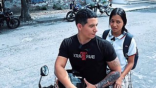 Stepbro's cheating GF gets his hard cock in some deserted house