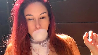 Artemisia Love Blowing Bubbles Outdoor and Smoking a Cigarette