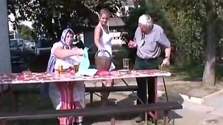 Old Man's Threesome Gift with a Young Blonde