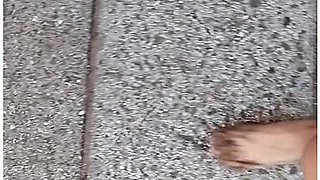 Dirty Feet Walk On The Beach And Show Themselves On The Street