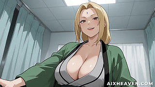Lady Tsunade Helps Sasuke Heal with a Footjob, Vaginal and Anal! Naruto Uncensored Hentai