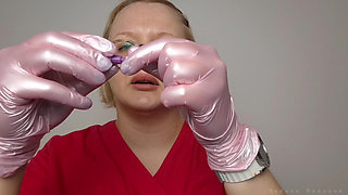 Doctor Does a Covid and Flu Swab Test to Herself; Doctress Madame Madomme