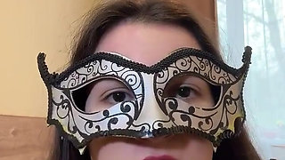 Russian Talkative Cutie in Stockings and Heels Dancing Striptease