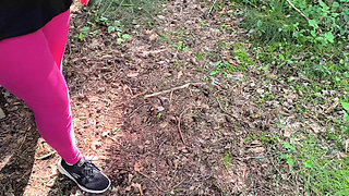Punishing breasts harshly in the forest