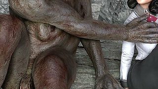 Giant Caveman Fucked and Creampied Sexy Elizabeth Bas