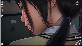 School uniform teasing in a sensual Japanese setting