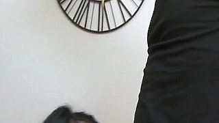 Tattooed Brunette Gets Fingered on the Couch and Cums Hard