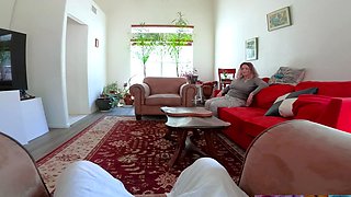 MILF with big natural tits bouncing fucked by stepson
