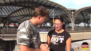 Brunette Gets Warm Semen All Over Her Glasses