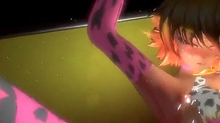 Anime Cow Milk Girl Gets Fucked Standing up in a Sex Cage Show