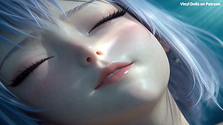 AI anime girl masturbates then sucks many cock underwater - Vinyl Dolls