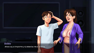 In love with My stepmom's tits, she lets me play with her tits and fuck her - summertime saga