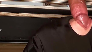 The Crazy Professor - a Sucking Doll Under His Bed Sucks His Cock Till the Cum Drips Over Her Lips