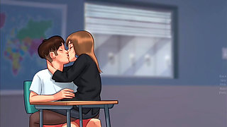 Miss Bissette Teaches Anon French Kiss - Summer Time Saga Gameplay